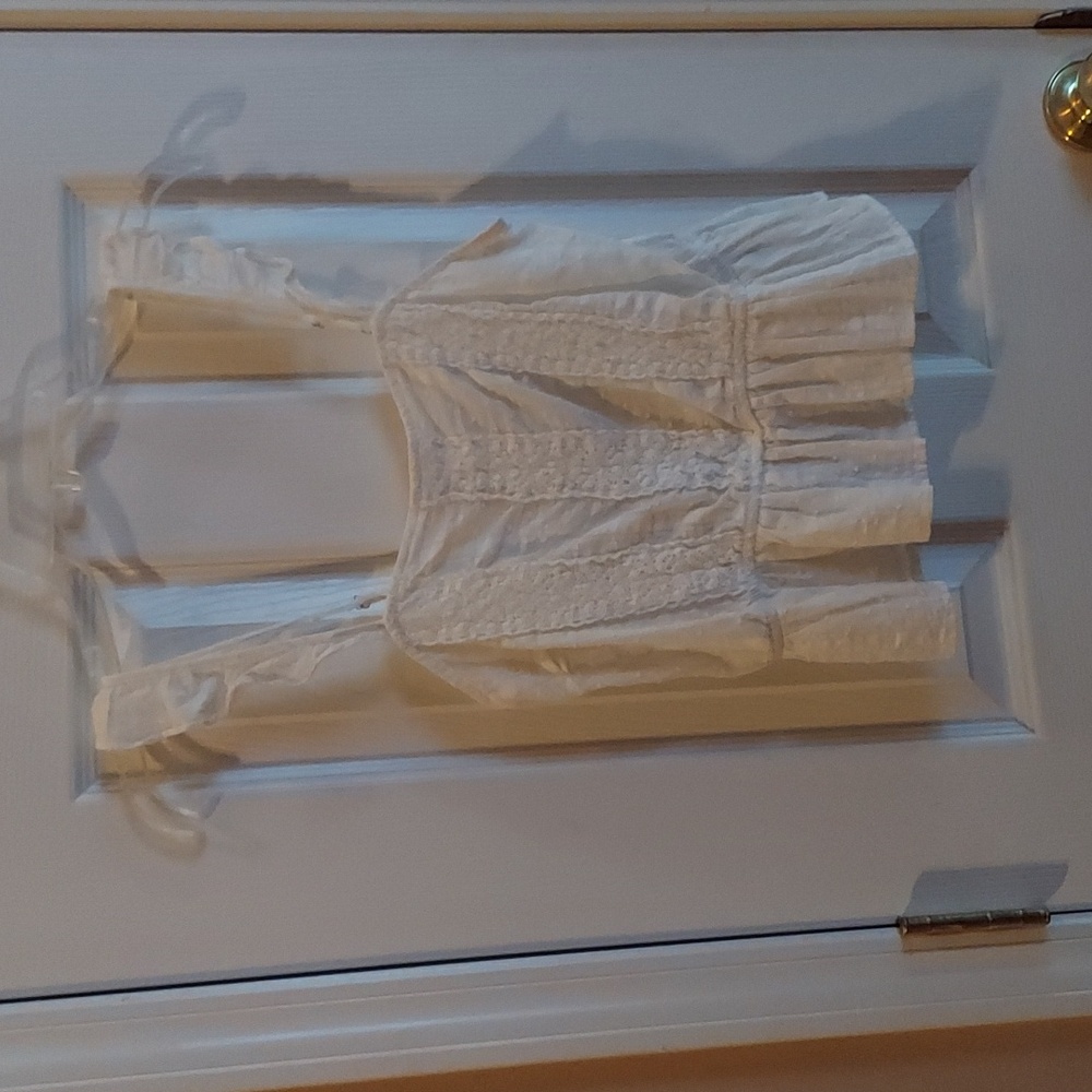Blu Pepper White Cotton Peplum Cropped Ruffled Camisole SM White LIKE NEW!